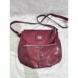 relic crossbody purse Red Pebbled And Croc Pattern Vegan Leather